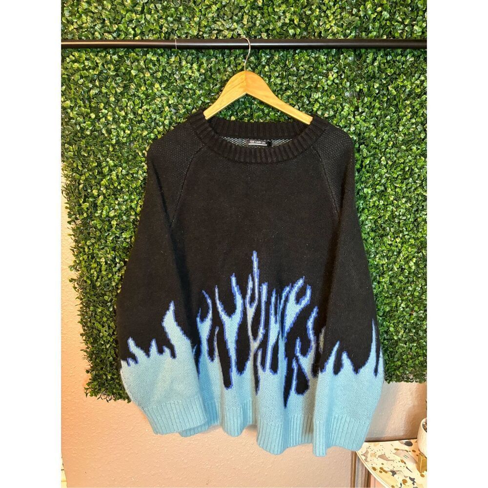 Tide Card Log Baggy AOP Flames Sweater Size XL
